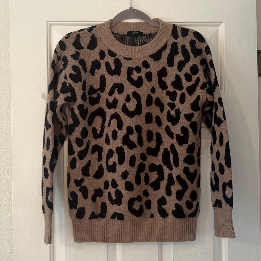 New: J. Crew Black and Brown Leopard Print Sweater